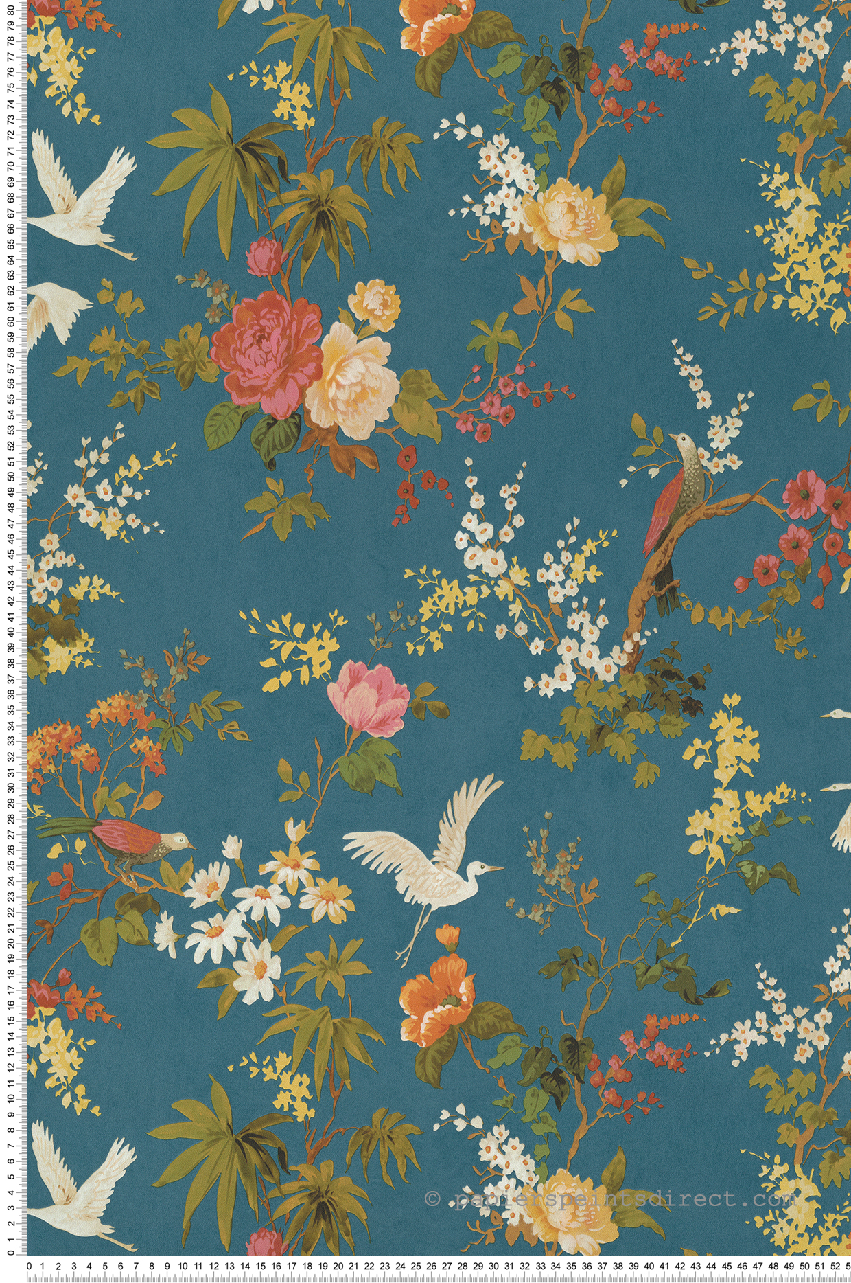 Papier peint Nature Fleuri bleu pétrole - Bloom de Lutèce | Réf. LTC-BLO483