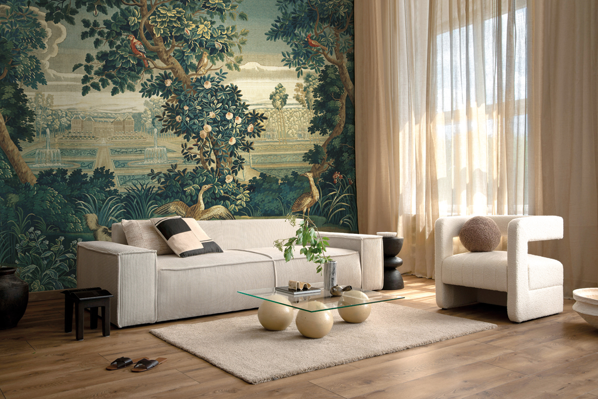 Papier peint Panoramique Classique Tapestry vert - Aristide de Lutèce | Réf. LTC-3861-1