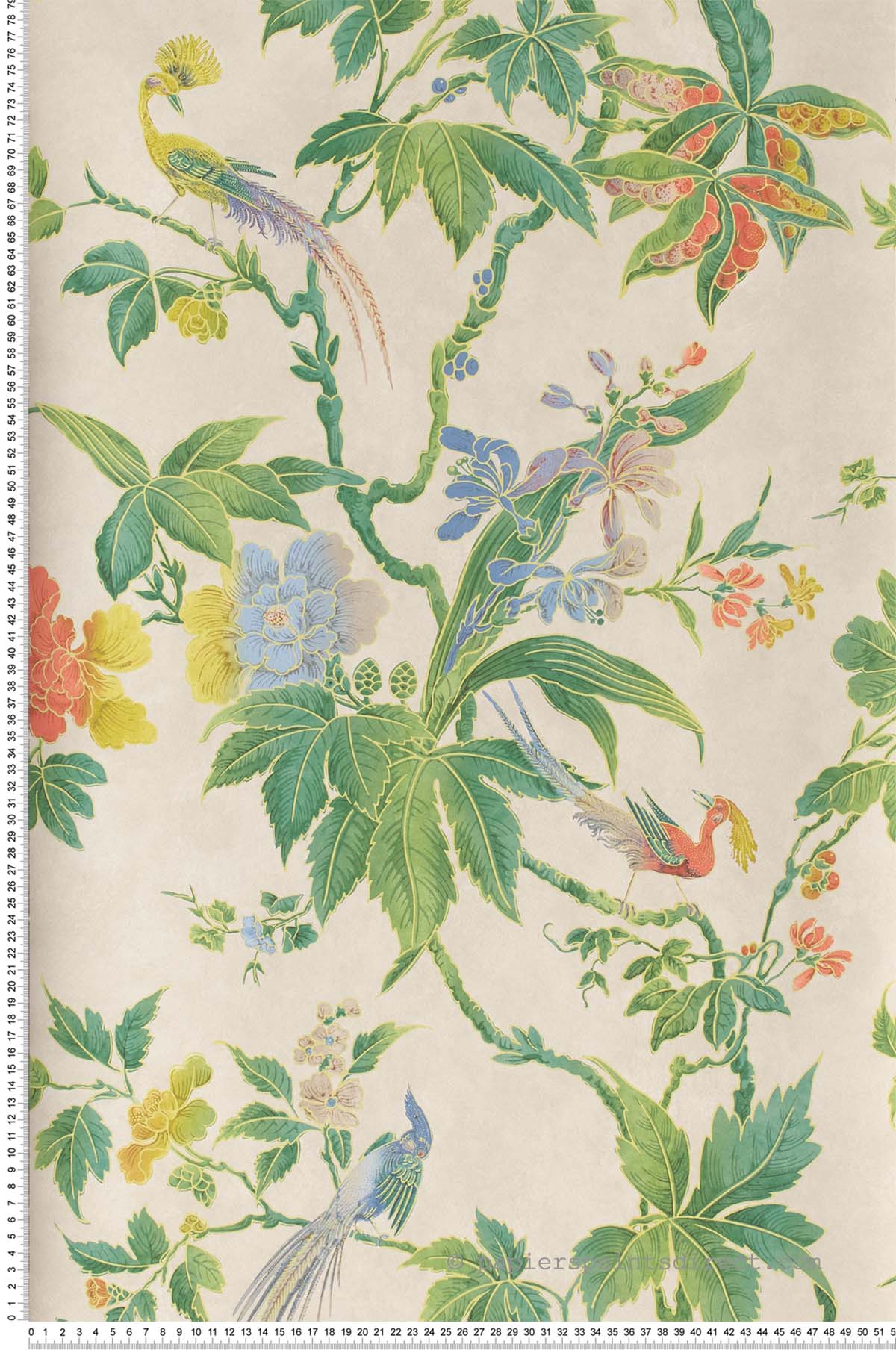 Paradise vert - Papier peint Archive Trails de Little Greene