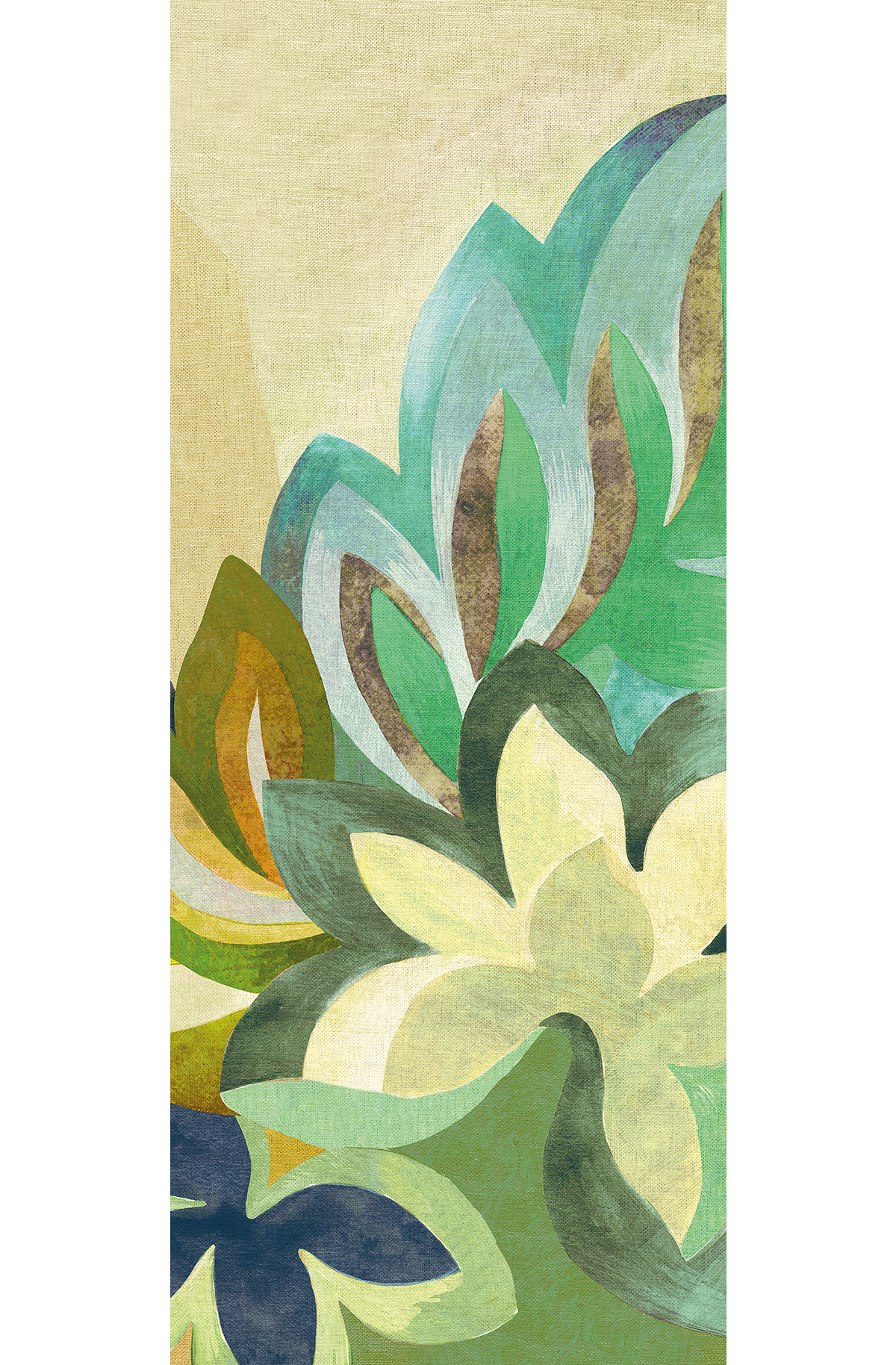 Papier peint panoramique Feuille Somerset vert bleu - C H260 - Rhapsody de Masureel | Réf. MAS-DGRHA2013-260