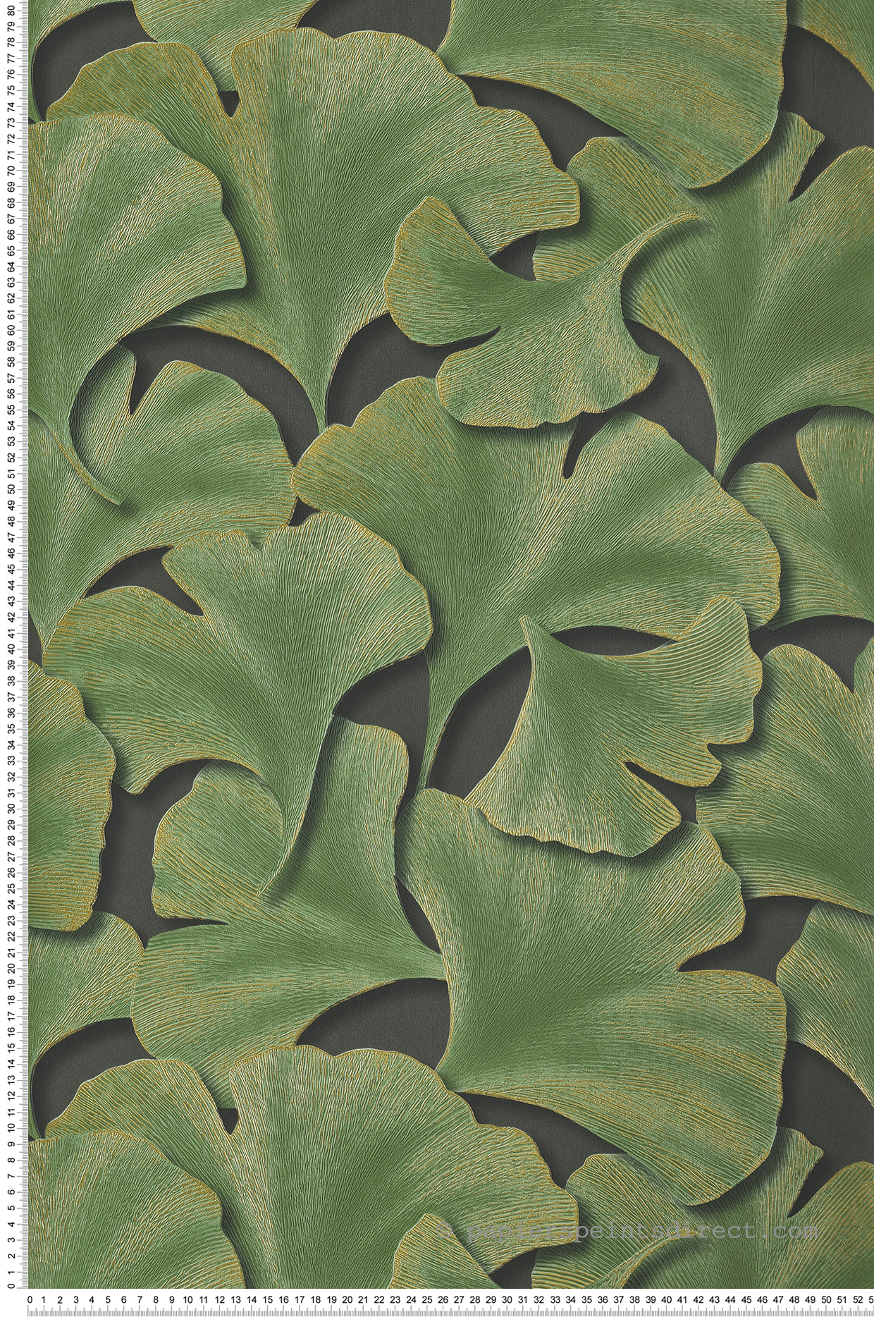 Papier peint Feuille Gingko Biloba vert vif et doré - Gingko de Casadéco | Réf. GINK86247431