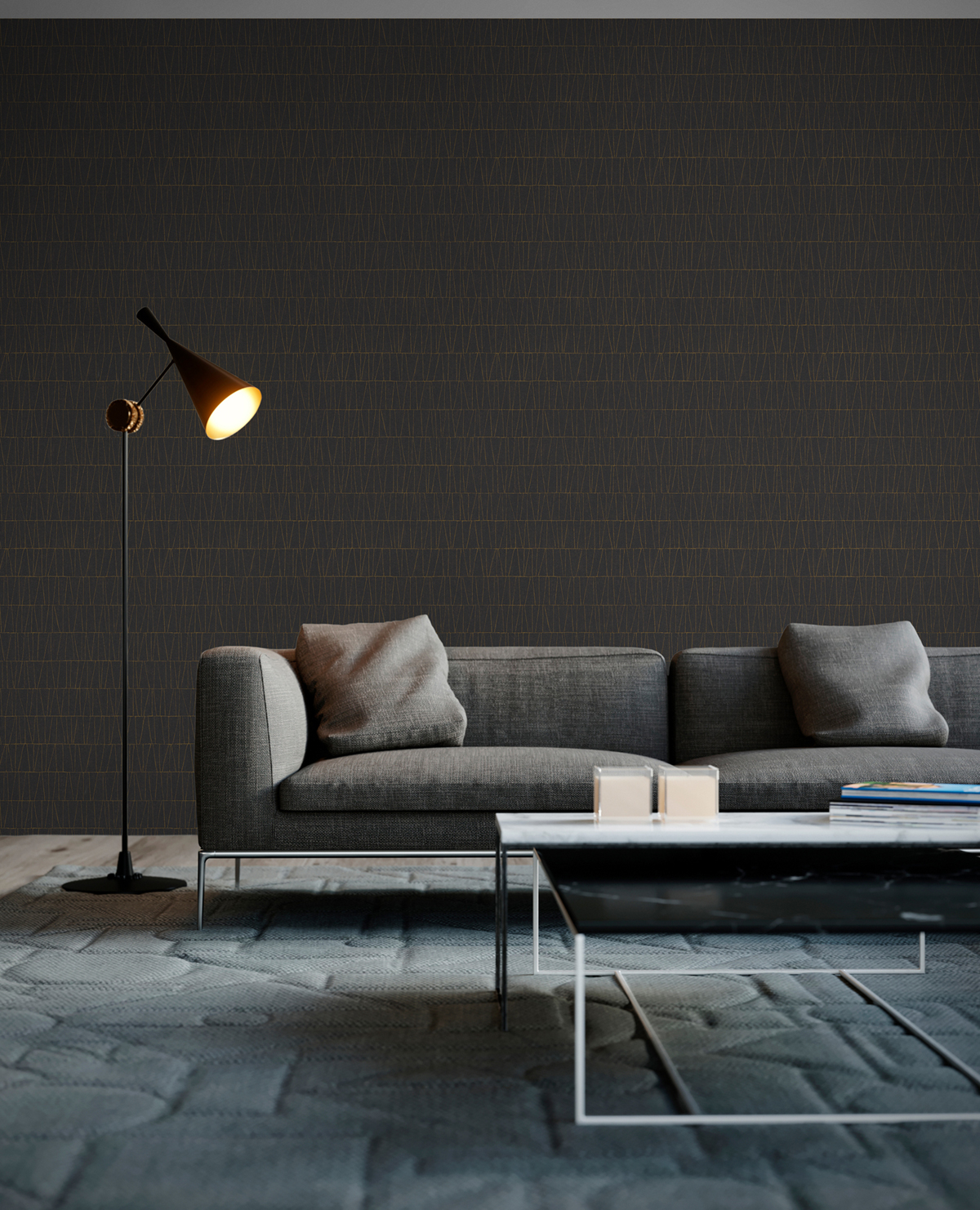 Papier peint Géométrie Tracé noir doré - Jade 2 d'A.S. Création | Réf. AS-395063