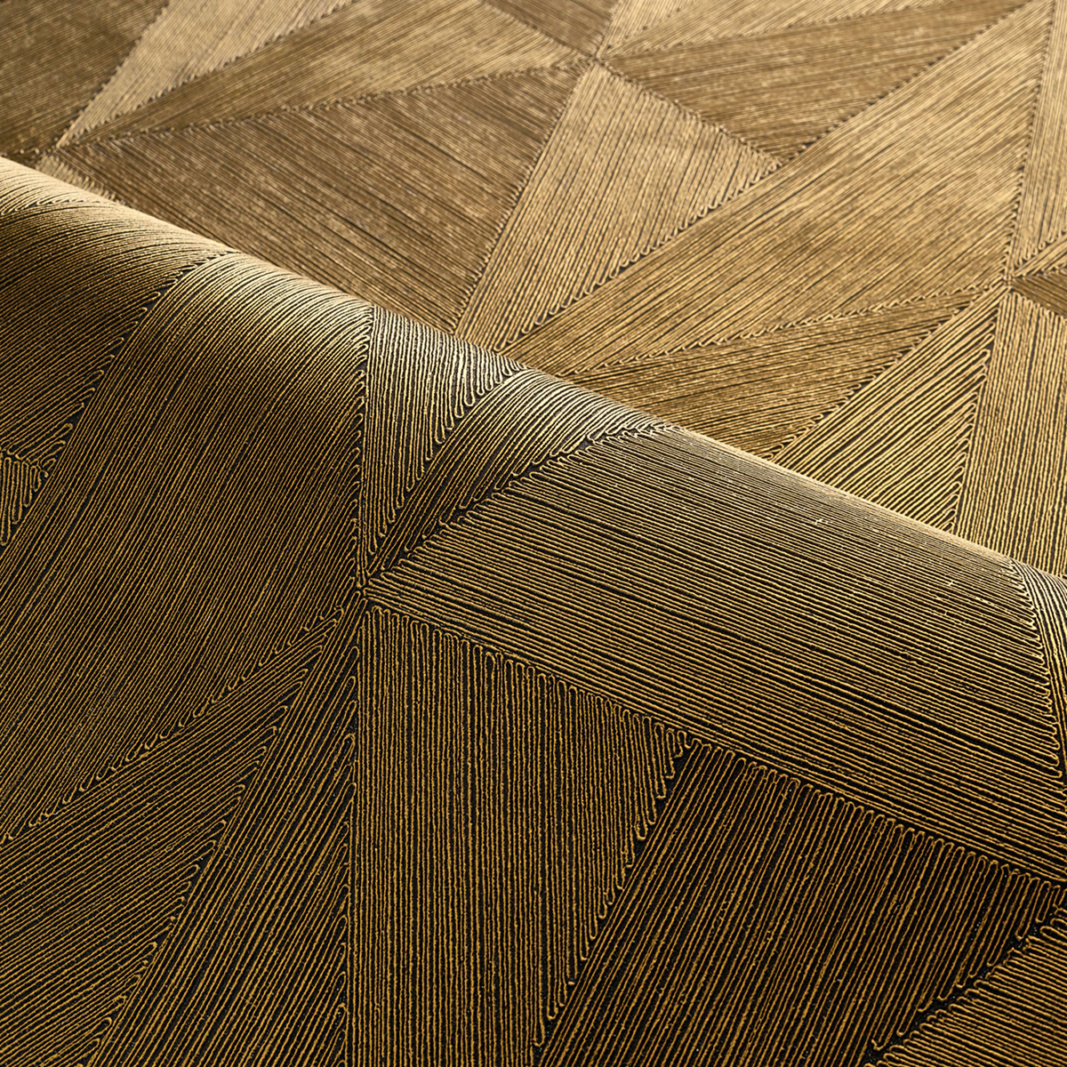 Papier peint Géométrique Parangon noir doré - Métal de Casamance AMBV | Réf. CAS-75771222