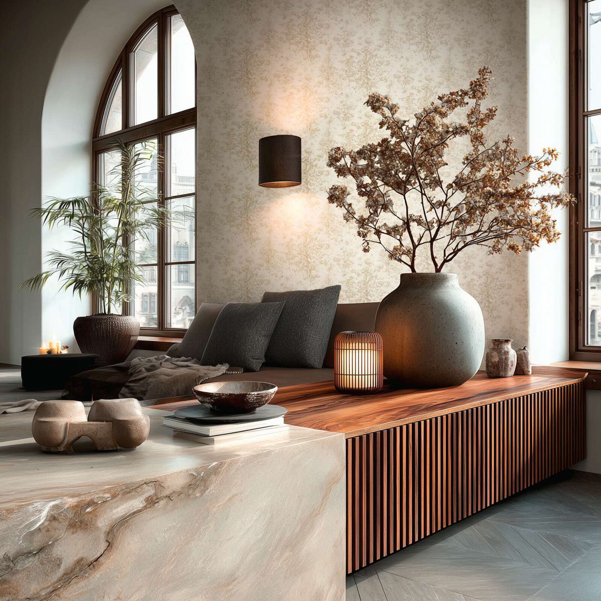 Papier peint Forêt Poétique écru pailleté - Vibes & Styles d'A.S. Création AMB2| Réf. AS-792003