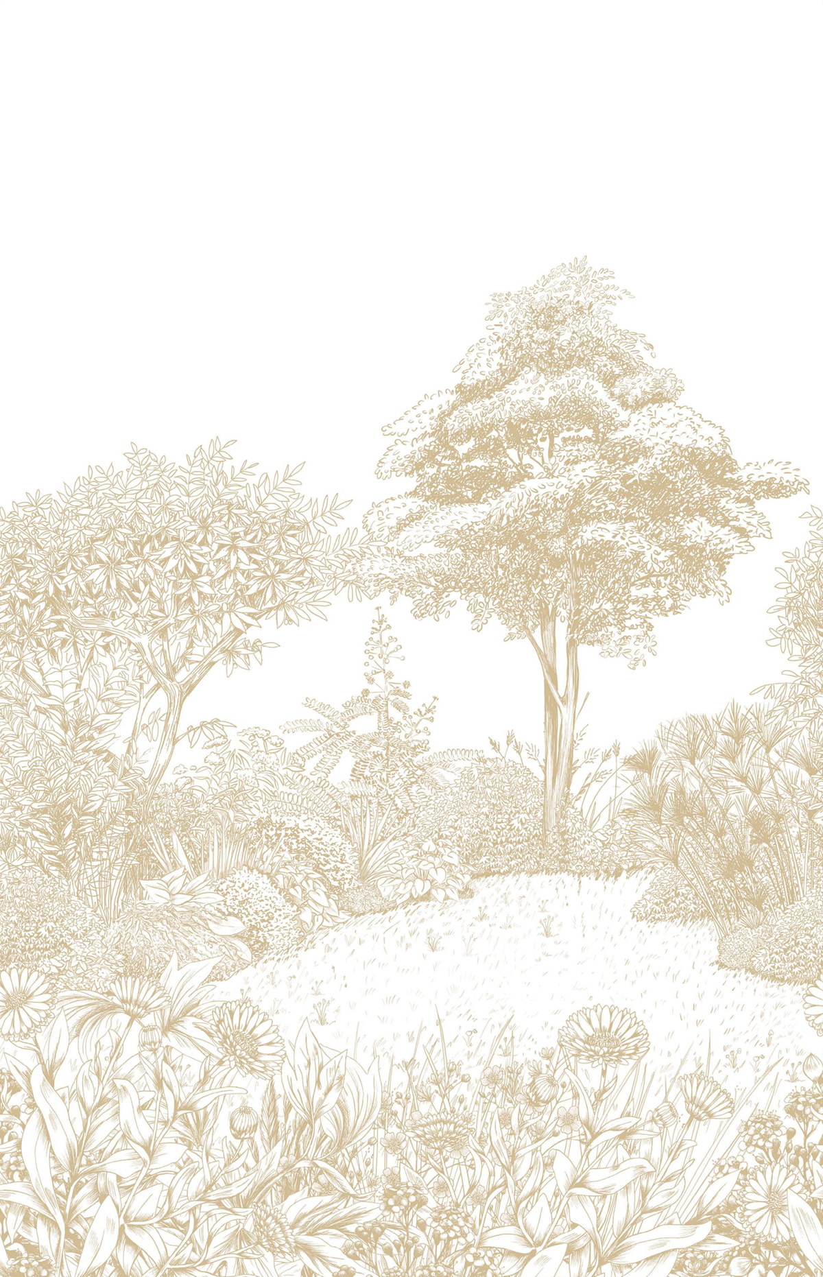 Papier peint Panoramique Jardin Bucolique Floral Square beige lin 200X310 - Moonlight 3 de Casélio | Réf. MNL3107230104