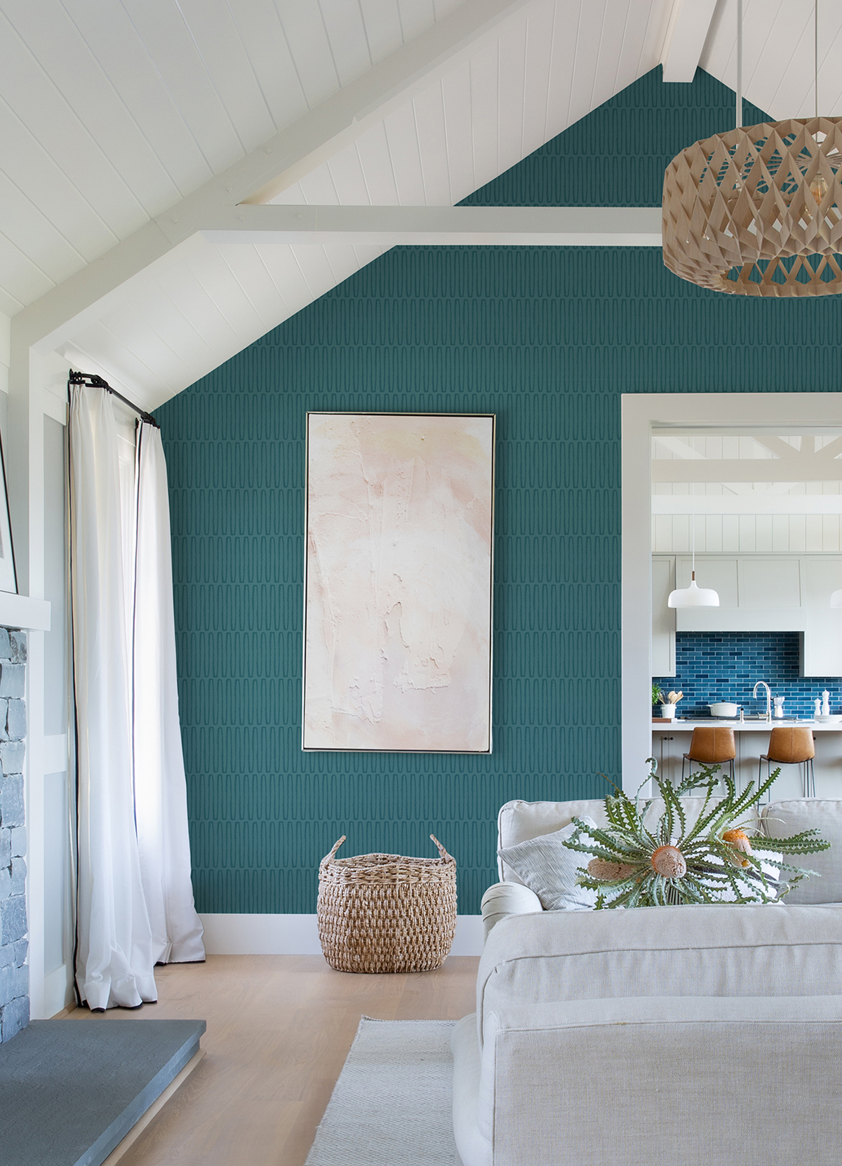 Papier peint Zig Zag Lars bleu canard - Delicatesse de Lutèce AMB2 | Réf. LTC-FD26505