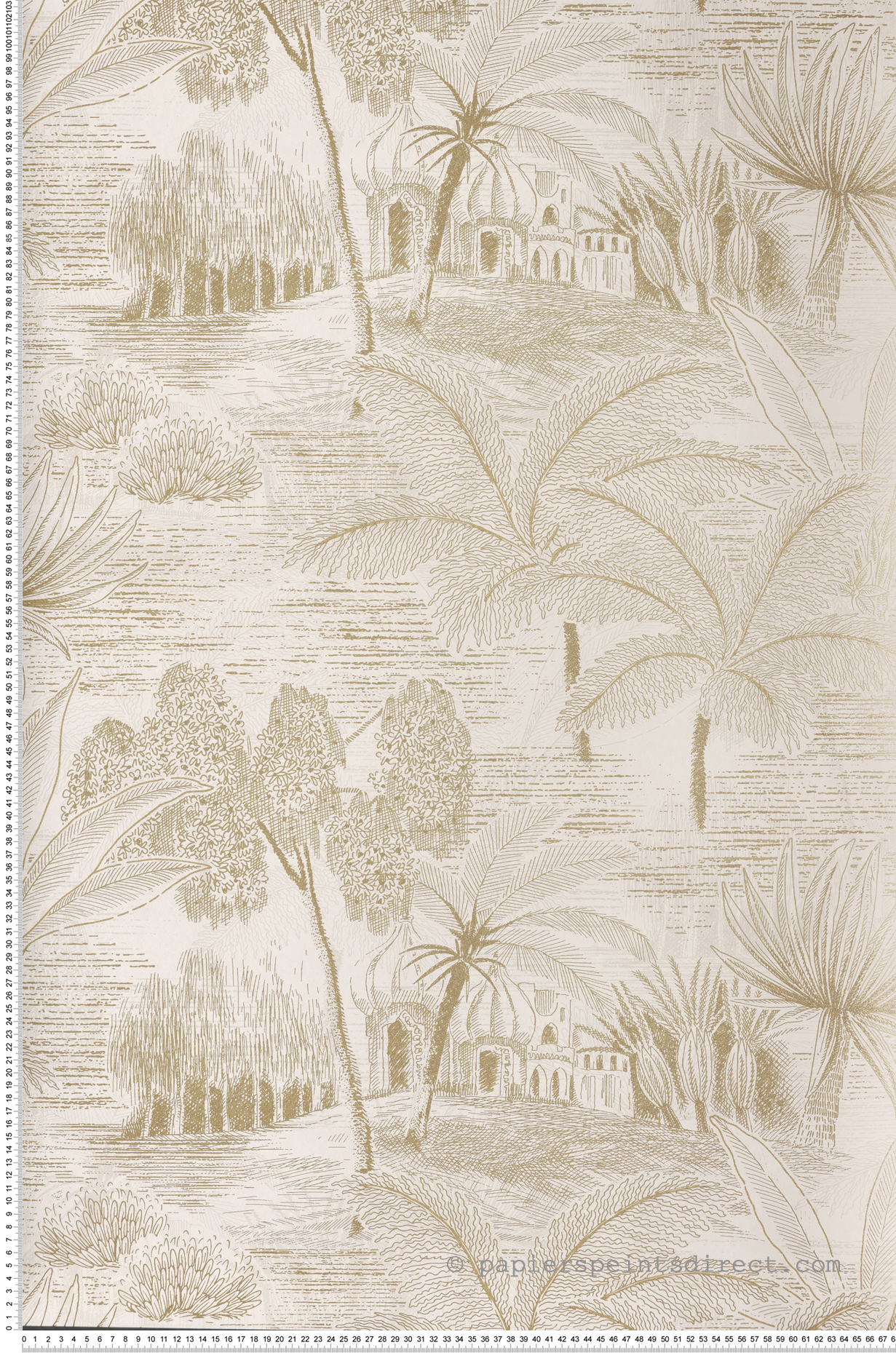 Papier peint Temple Palmier Baharia blanc doré - Bord Du Nil de Casamance | Réf. CAS-76140814