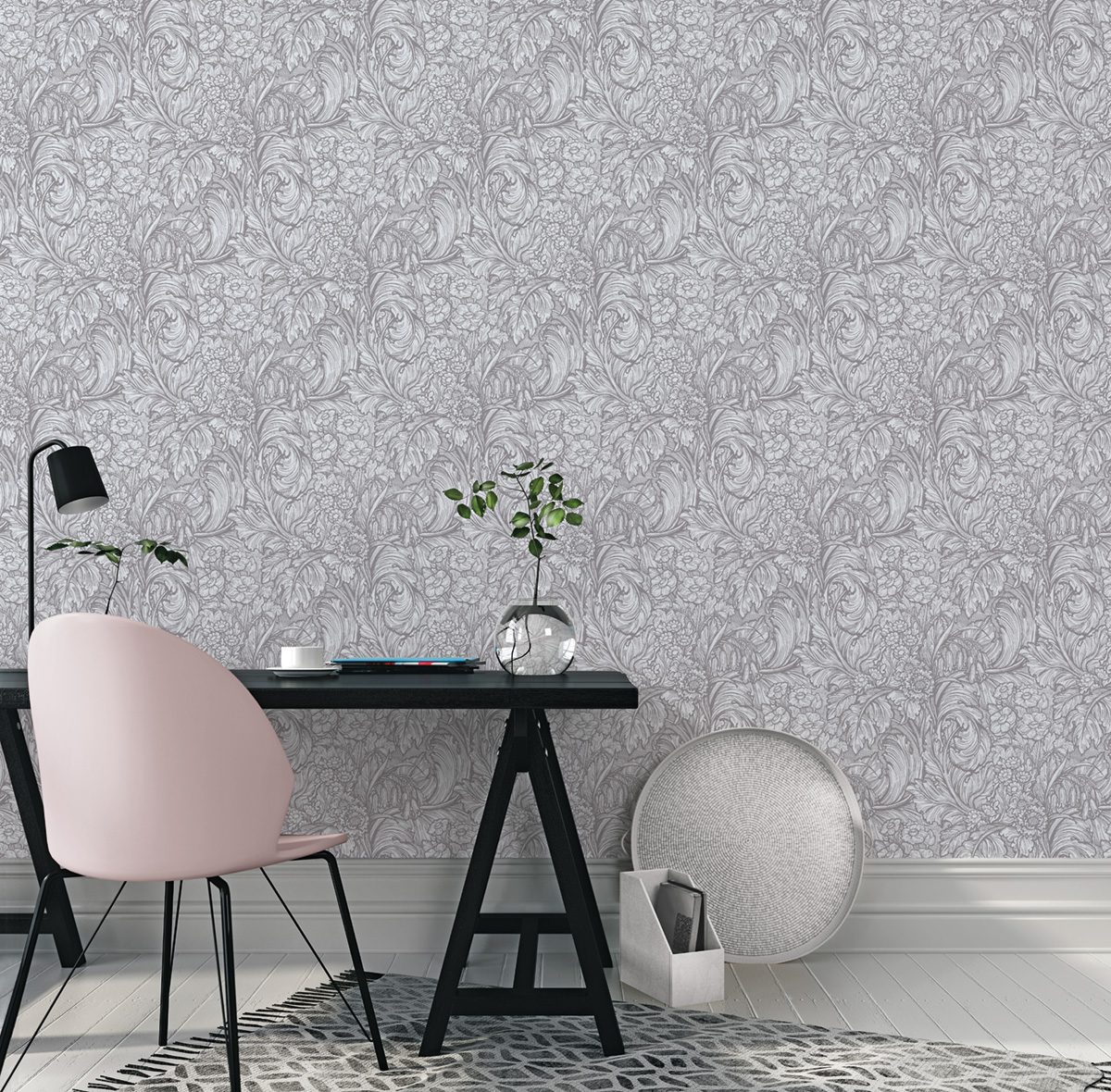 Papier peint Feuillage Luxuriant Fleur gris - The Wall Llewelyn-Bowen de Lutèce | Réf. LTC-LB25137