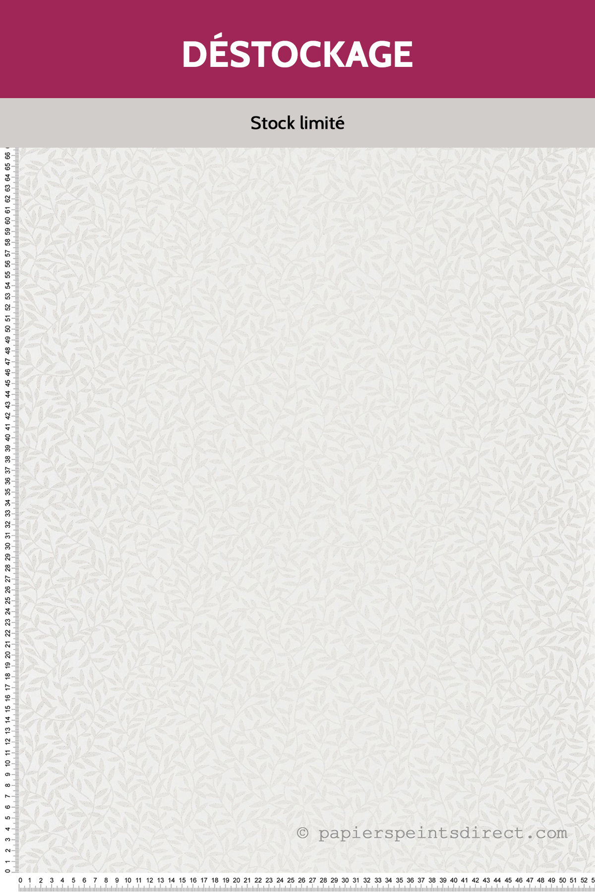 Papier peint Destockage - Charme feuillage Abigail blanc - Oxford de Casadéco