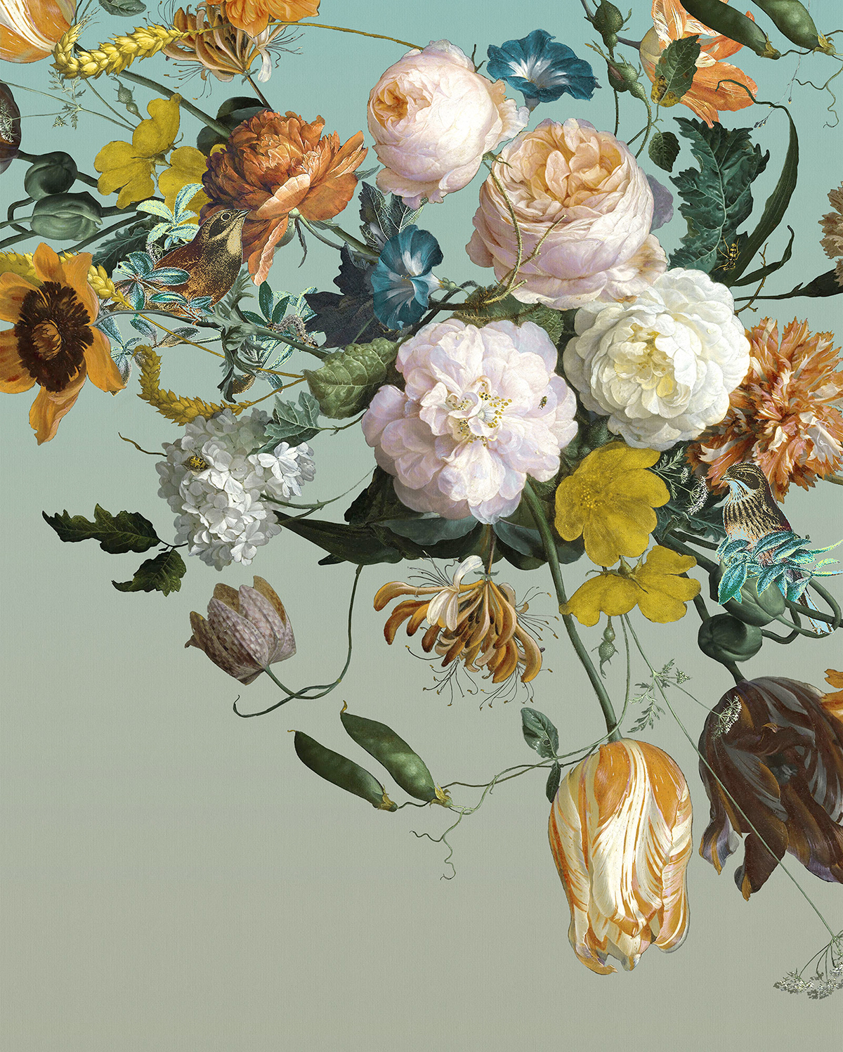 Papier peint panoramique Bouquet et Oiseaux - Papier peint Komar Le Jardin