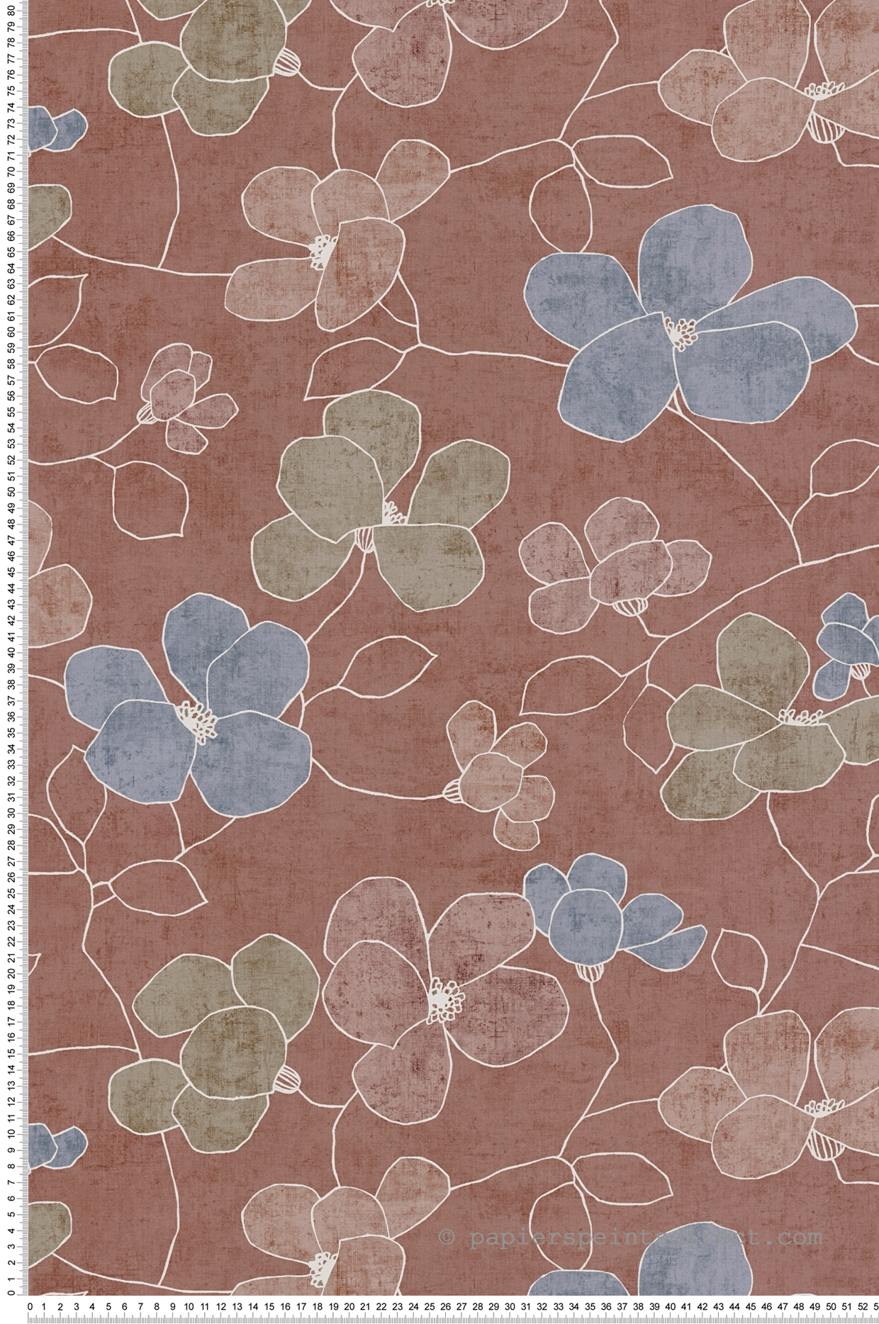 Papier peint Scandinave Fleurs Anémones rose brun - Nordic Feeling d'A.S. Création