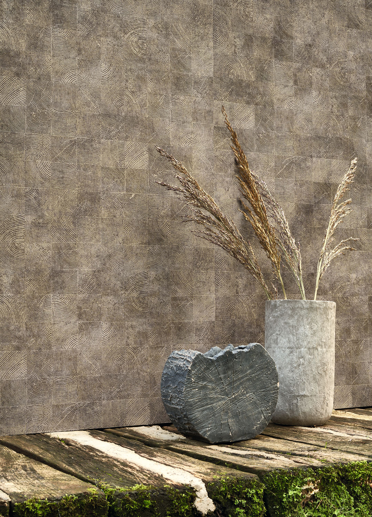 Papier peint Géométrique Chêne gris et doré - Woods de Casadéco | AMB Réf. WOOD86012532