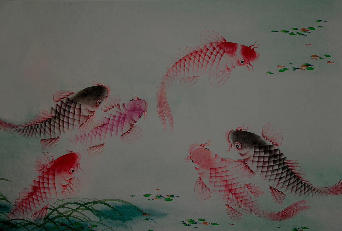 Papier peint panoramique Carpe Koi Dancing Kois 1 - Référence DD110771 - Intissé 200g/m2 - Standard 400 x 270