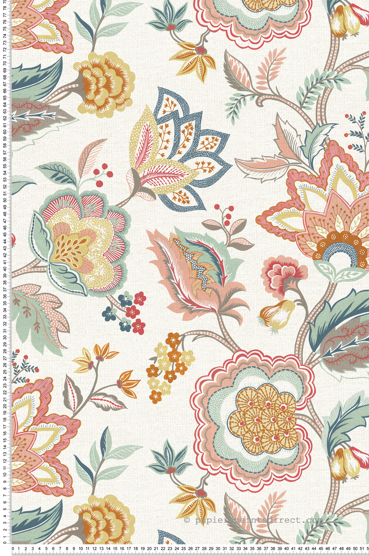 Papier peint Fleur Cachemire Samode multicolore beige - Byzance d'Osborne & Little | Réf. OSB-W7905-01