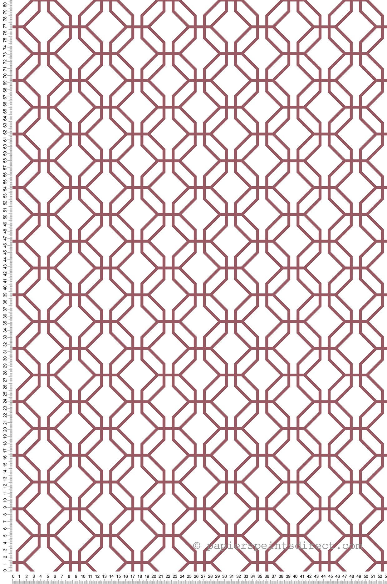 Papier peint Claustra Hexagone bordeaux blanc - Jardin Secret de Lutèce | Réf. LTC-G78527