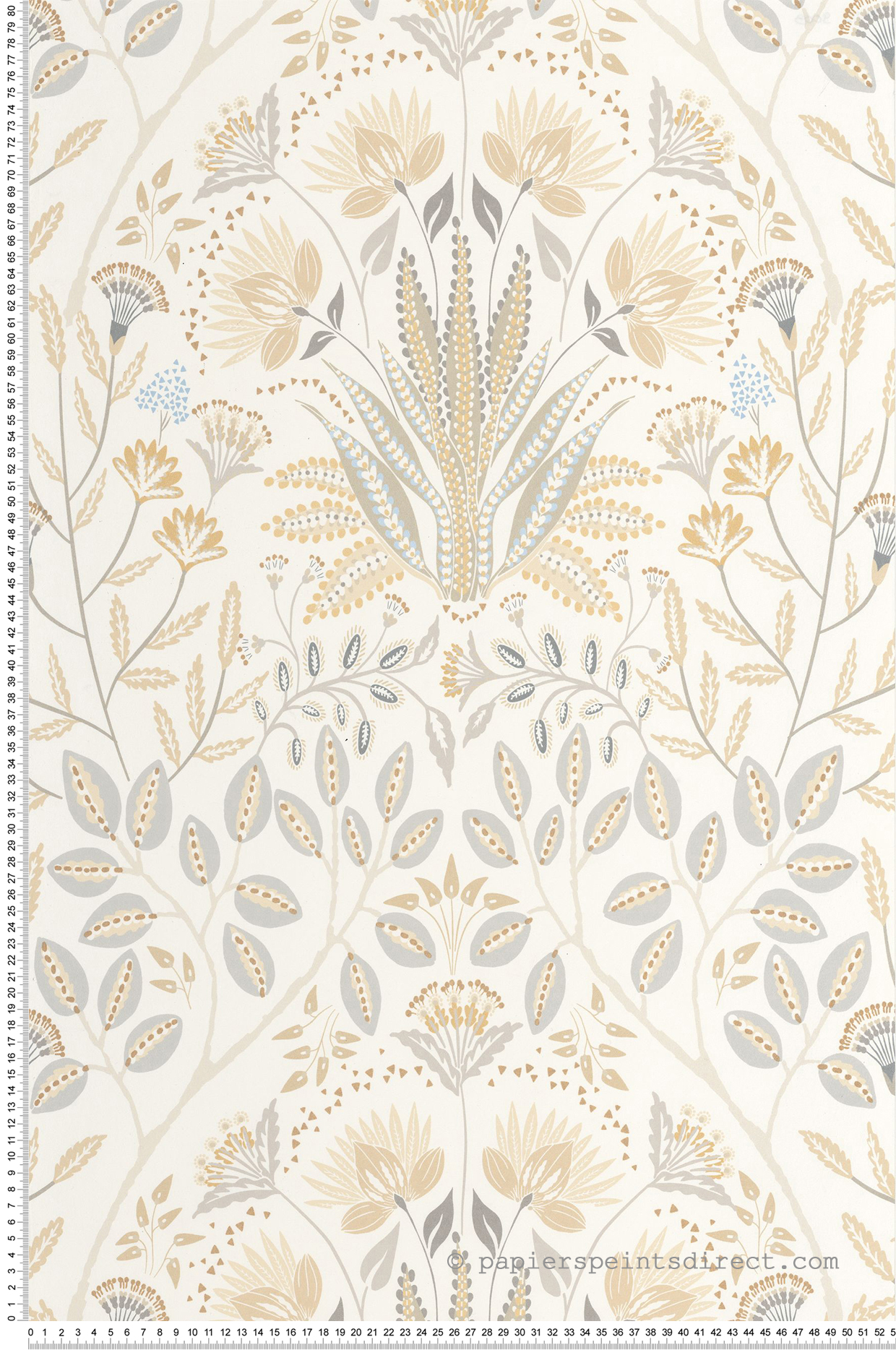 Papier peint Fleur Baroque Lords gris beige - Derby de Casadéco | Réf. DERB89299003
