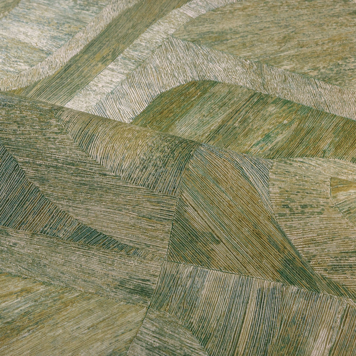 Papier peint Patchwork Ethnique Intarsia kaki - Nature sur Mesure de Casamance | Réf. CAS-76870610