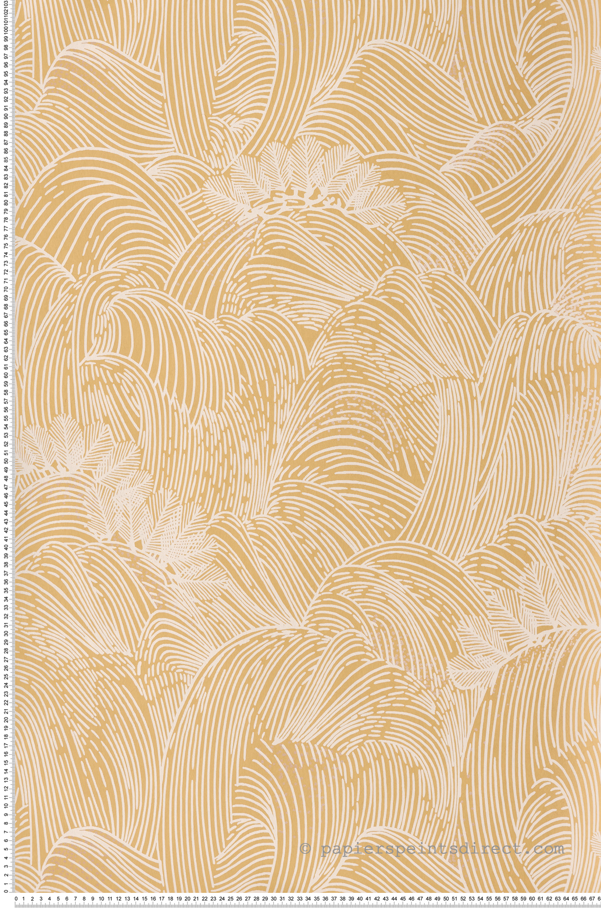 Papier peint Vague Graphique Marée Haute moutarde - L'Ile aux Oiseaux de Casamance | Réf. CAS-75902038