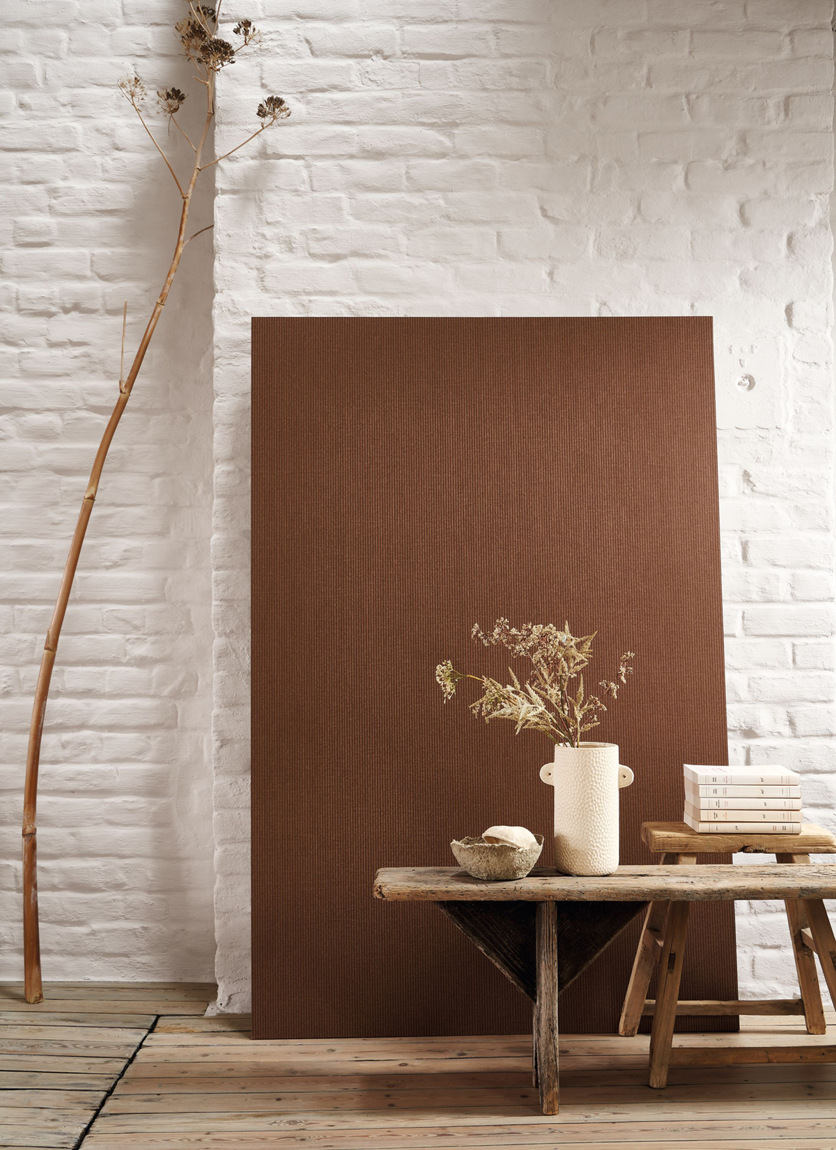 Papier peint Fines Rayures Papier Kraft cacao - Papercraft de Casadéco | Réf. PAPC89652552