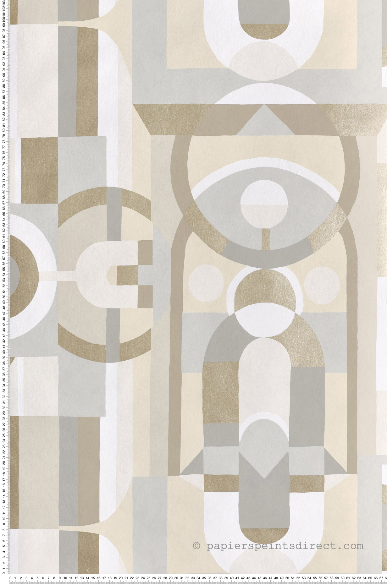 Papier peint Art Déco Vitrail sable doré - Faubourg des Lumières de Casamance | Réf. CAS-76250100