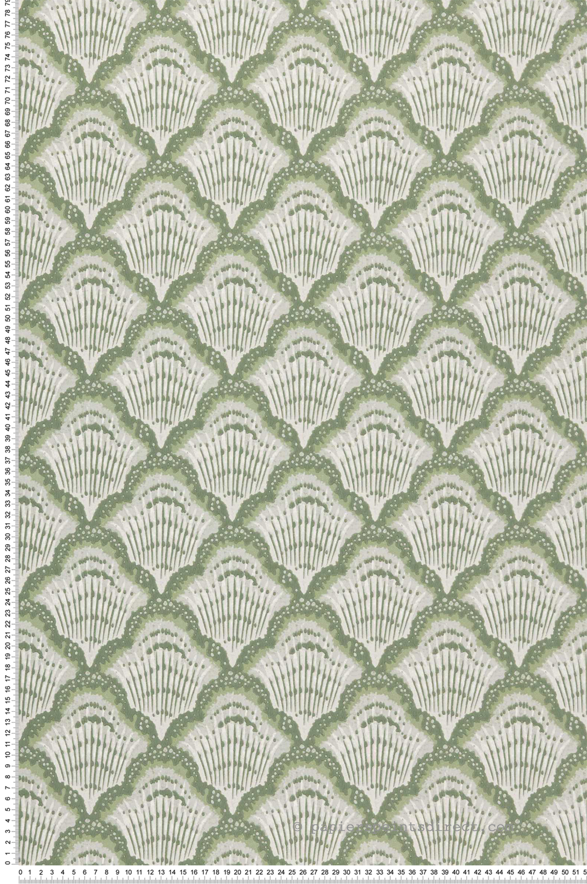 Papier peint Marin Calico Shell vert - V&A Decorative Papers II d'Initiales | Réf. INI-2412-179-02