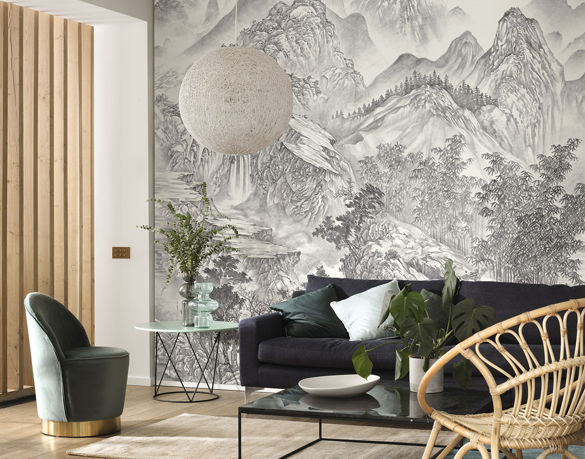 Papier peint panoramique Montagne Fusain gris - Beauty Full Image 2 de Casadéco | Réf. BFMA87119104