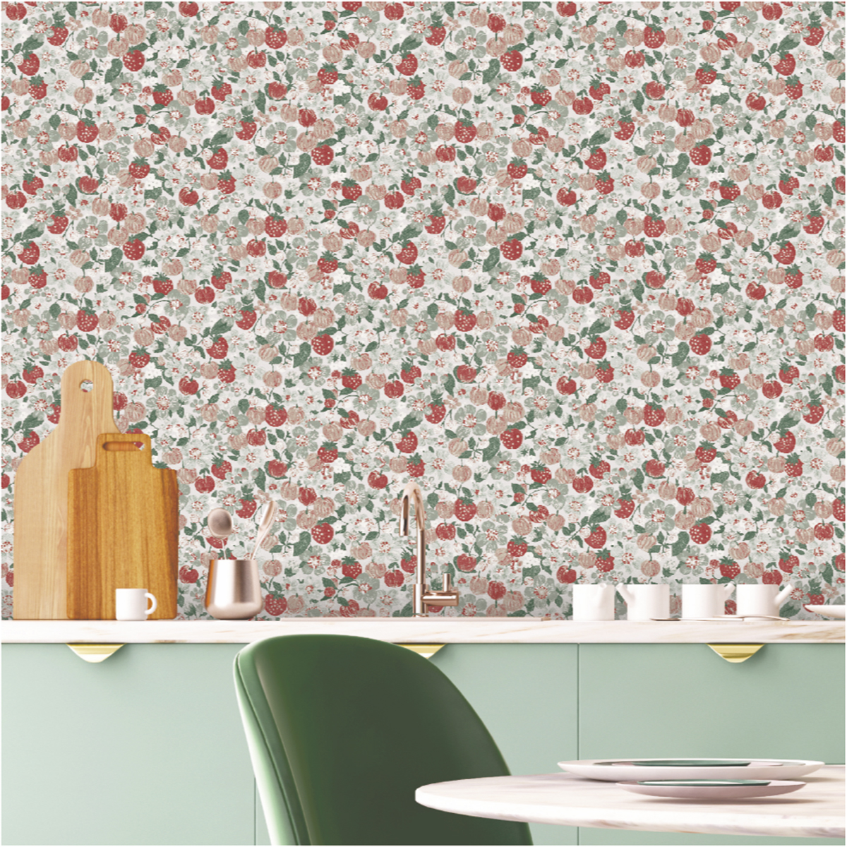 Papier peint Fruits & Fleurs rose - Cuisines & Bains de Lutèce | Réf. LTC-51230710