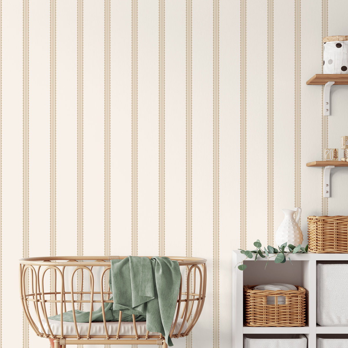Papier peint Rayures Arrondi Enfant taupe beige - Imagine de Lutèce | Réf. LTC-DL27575