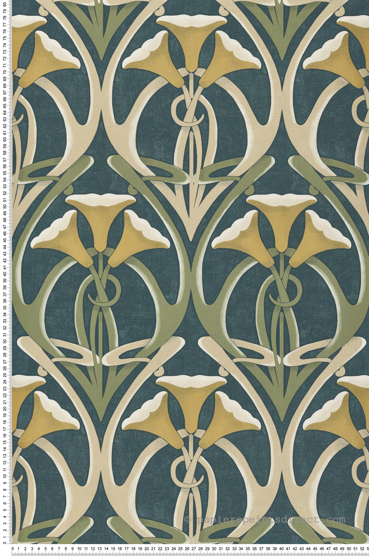 Papier peint Plante Graphique Tiffany bleu pétrole - Villa Rosalie de Lutèce | Réf. LTC-51224014