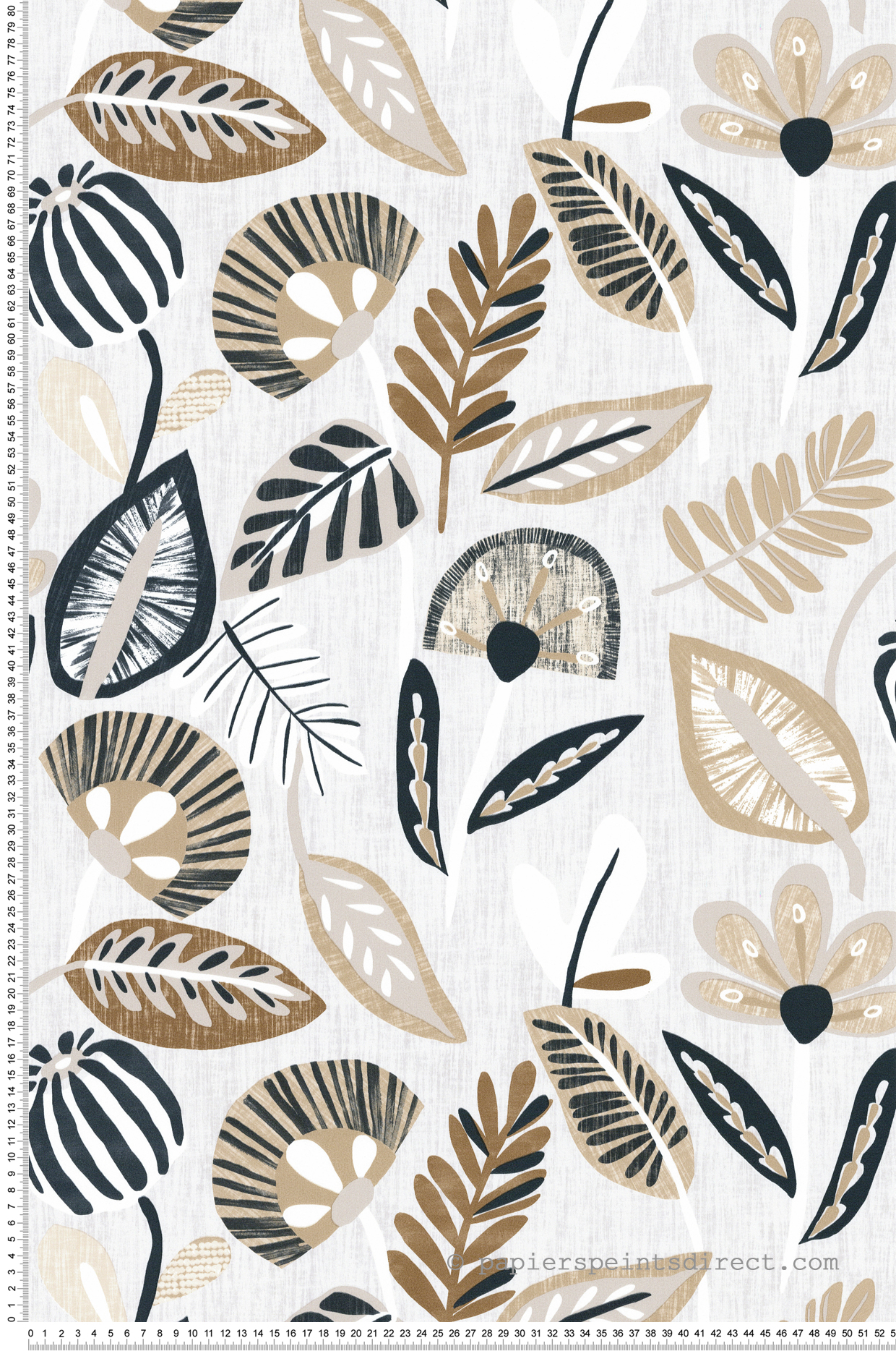 Papier peint Herbier Papyrus noir beige - Aroma de Lutèce | Réf. LTC-51252109