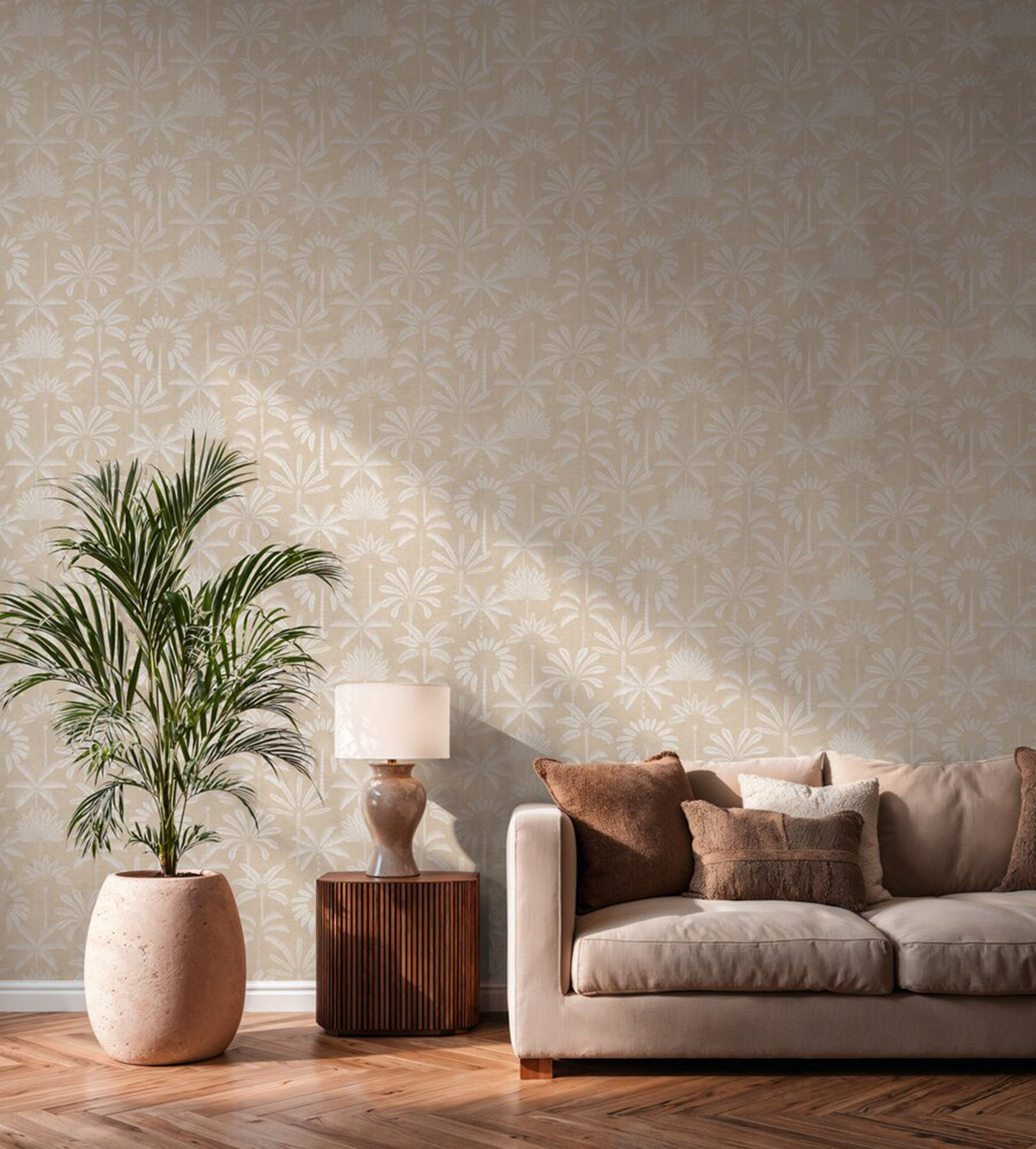 Papier peint Palmier Oasis blanc beige - Cuba 2 d'A.S. Création AMB2 | Réf. AS-791631