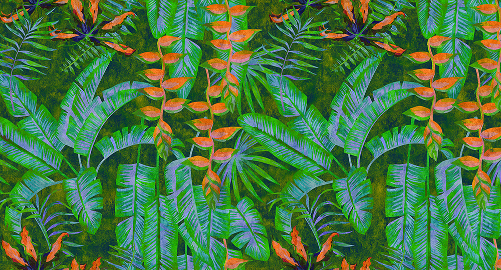 Papier peint panoramique Jungle Feuille Tropicana 4 - Référence DD114077 - Intissé 200g/m2 - Standard 500 x 270