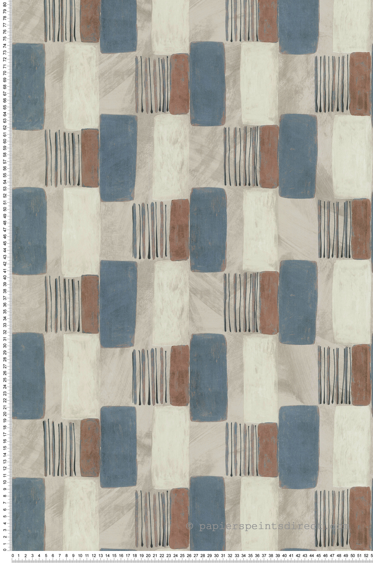 Papier peint Ethnique Patch bleu et marron - Arty de Lutèce | Réf. LTC-51211301