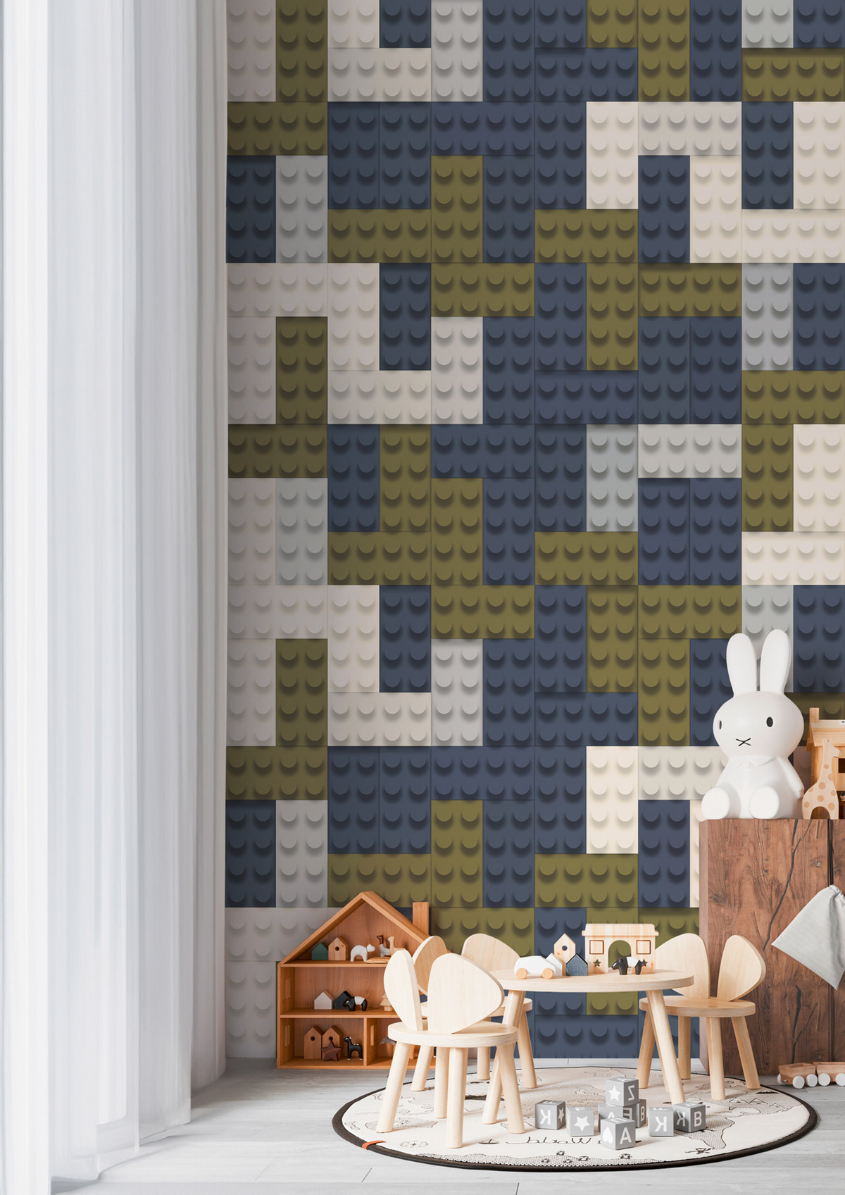 Papier peint panoramique Brique de Lego bleu vert - Lilly & Luis d'A.S. Création AMB2 | Réf. AS-770651