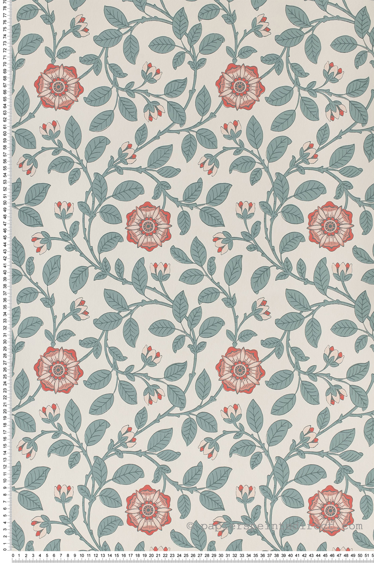 Richmond Green bleu canard - Papier peint London Wallpapers IV de Little Greene