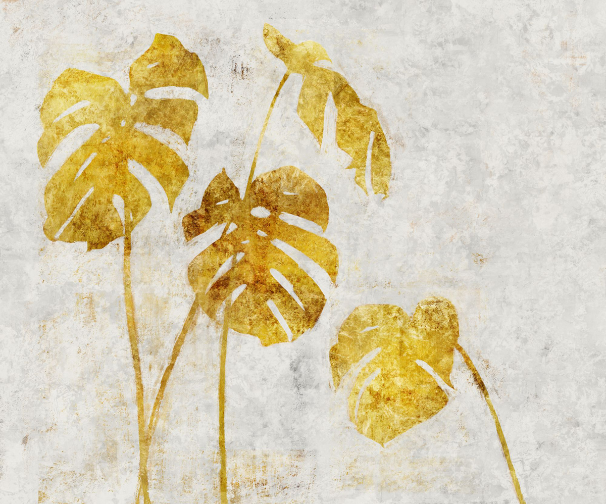 Papier peint panoramique Feuilles Golden Monstera mordoré - Seasons de Komar