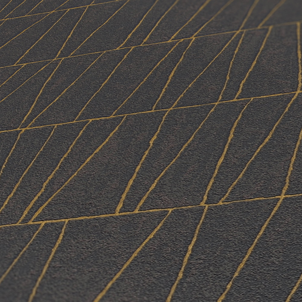 Papier peint Géométrie Tracé noir doré - Jade 2 d'A.S. Création AMB4 | Réf. AS-395063