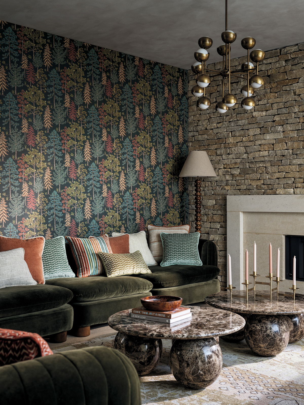 Papier peint Arbre Fruitier Vana anthracite - Ananda d'Osborne & Little | Réf. OSB-W8030-01