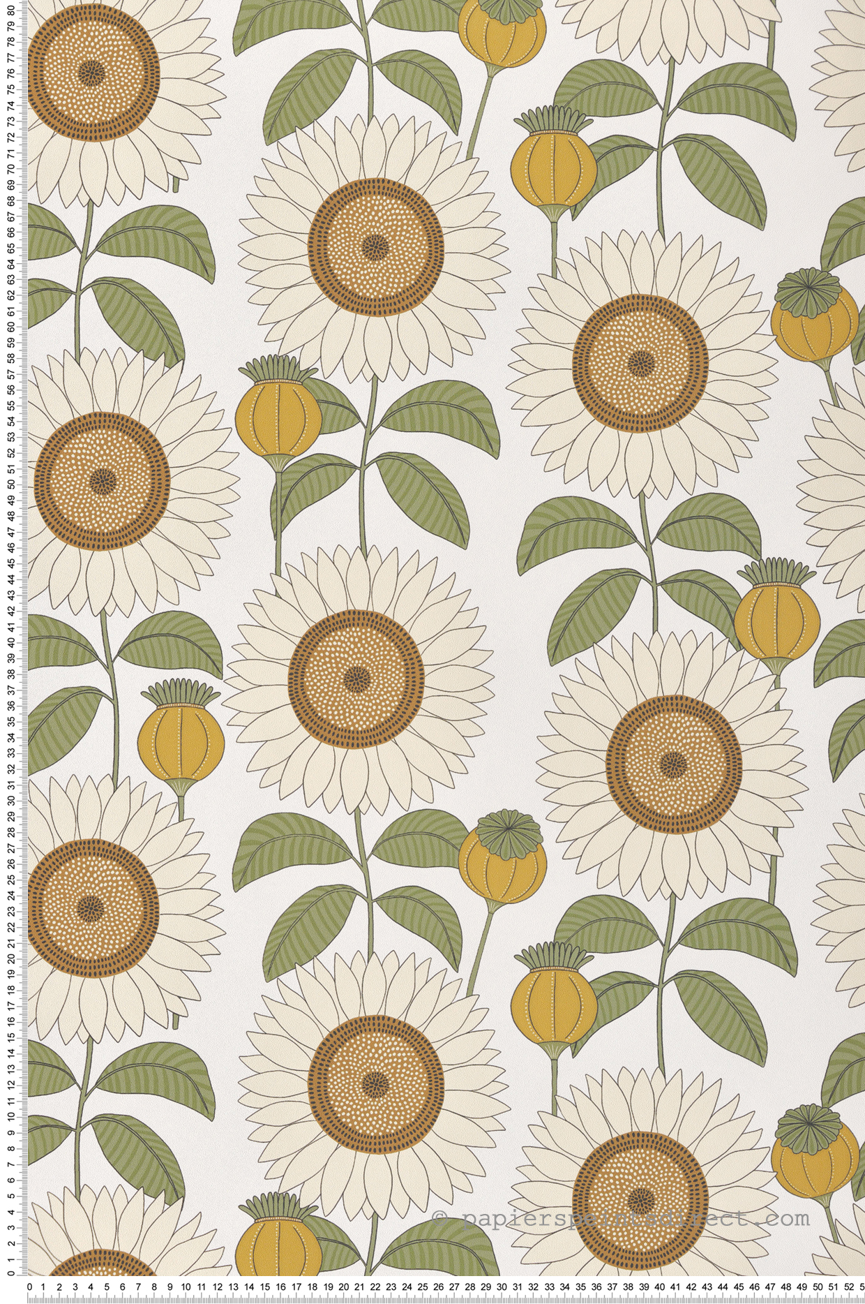 Papier peint Fleur Tournesol beige vert - Cuisines & Bains de Lutèce | Réf. LTC-51230507