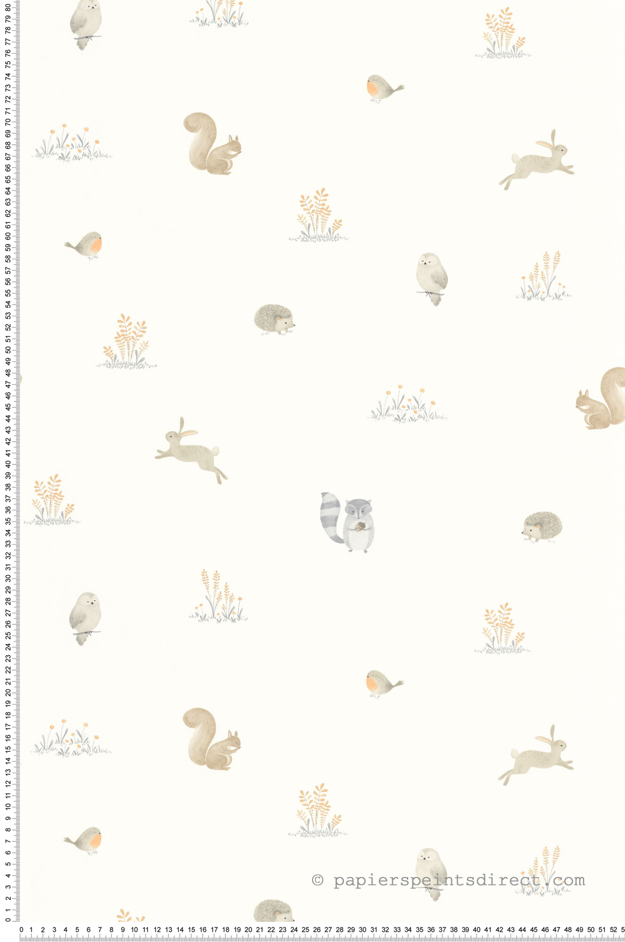 Papier peint Petits Animaux Companions orange - Once Upon A Time de Casadéco | Réf. OUAT88259197