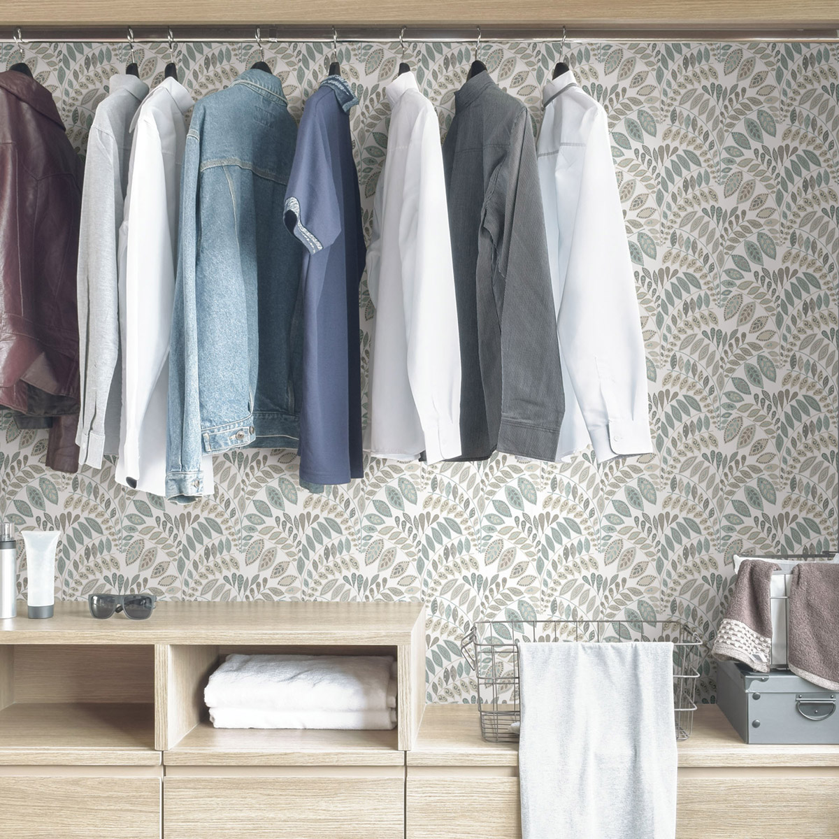 Papier peint adhésif Feuillage Scandinave gris bleu - Les Adhésifs de Lutèce AMB2| Réf. LTC-NUS3260