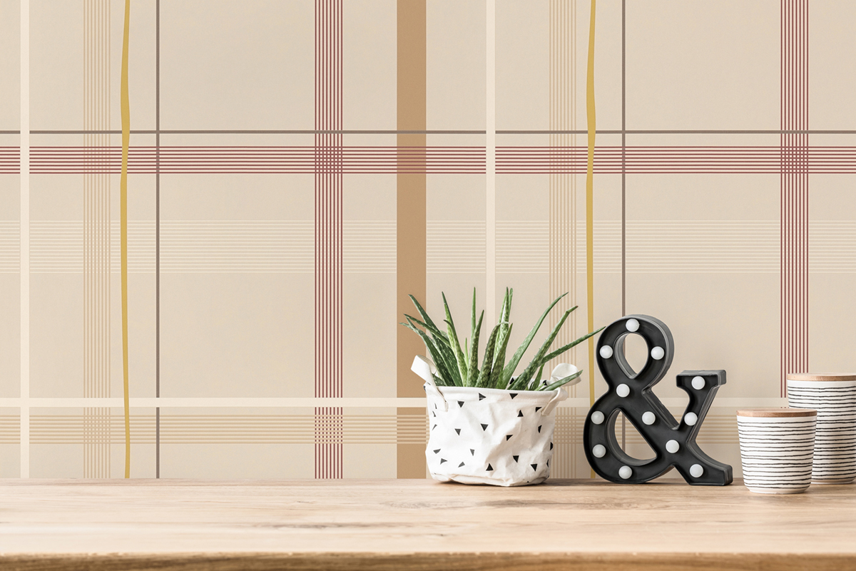 Papier peint Carreaux Ecossais beige - Bensimon 2 de Lutèce AMB3 | Réf. LTC-51200807