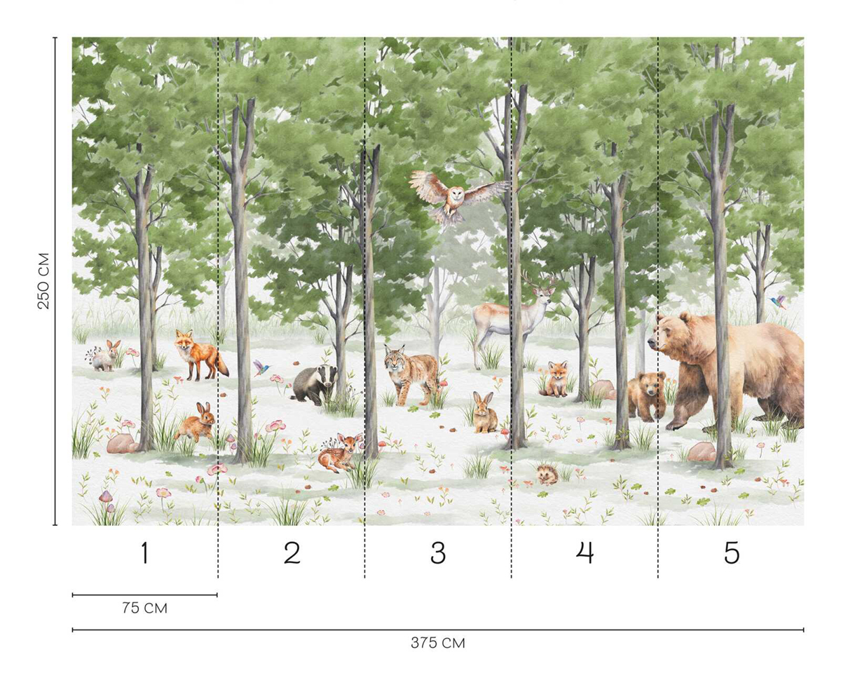 Papier peint panoramique Animaux de la Forêt - Wall Love d'A.S. Création REGLE | Réf. DD129593