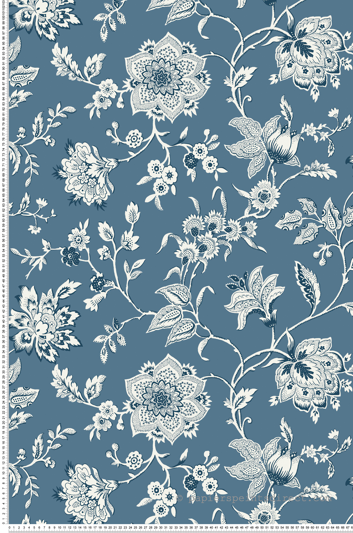Papier peint Fleurs Cachemire Sutton bleu navy - Toiles de York (Initiales) | Réf. INI-RT7821
