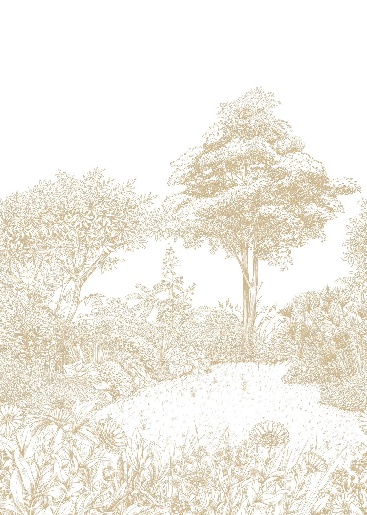 Papier peint Panoramique Jardin Bucolique Floral Square beige lin 200X280 - Moonlight 3 de Casélio | Réf. MNL3107230103