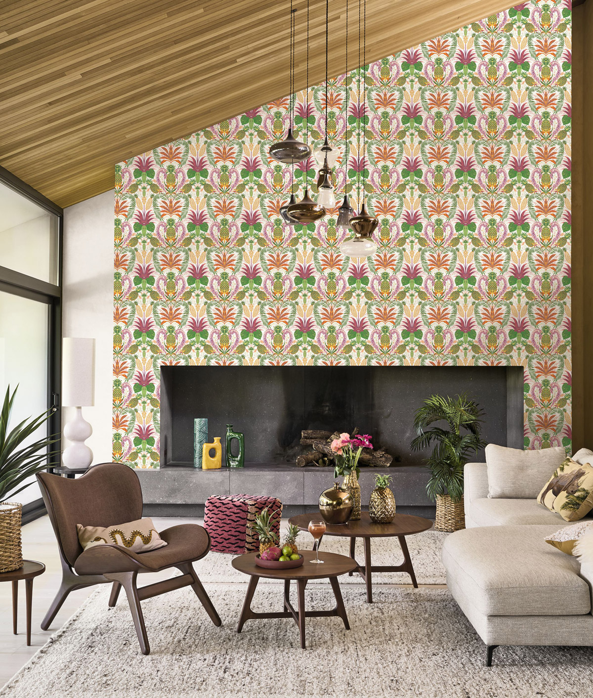 Papier peint Jungle Ananas Samba fuchsia - Rio de Casadéco | Réf. RIOC201824497