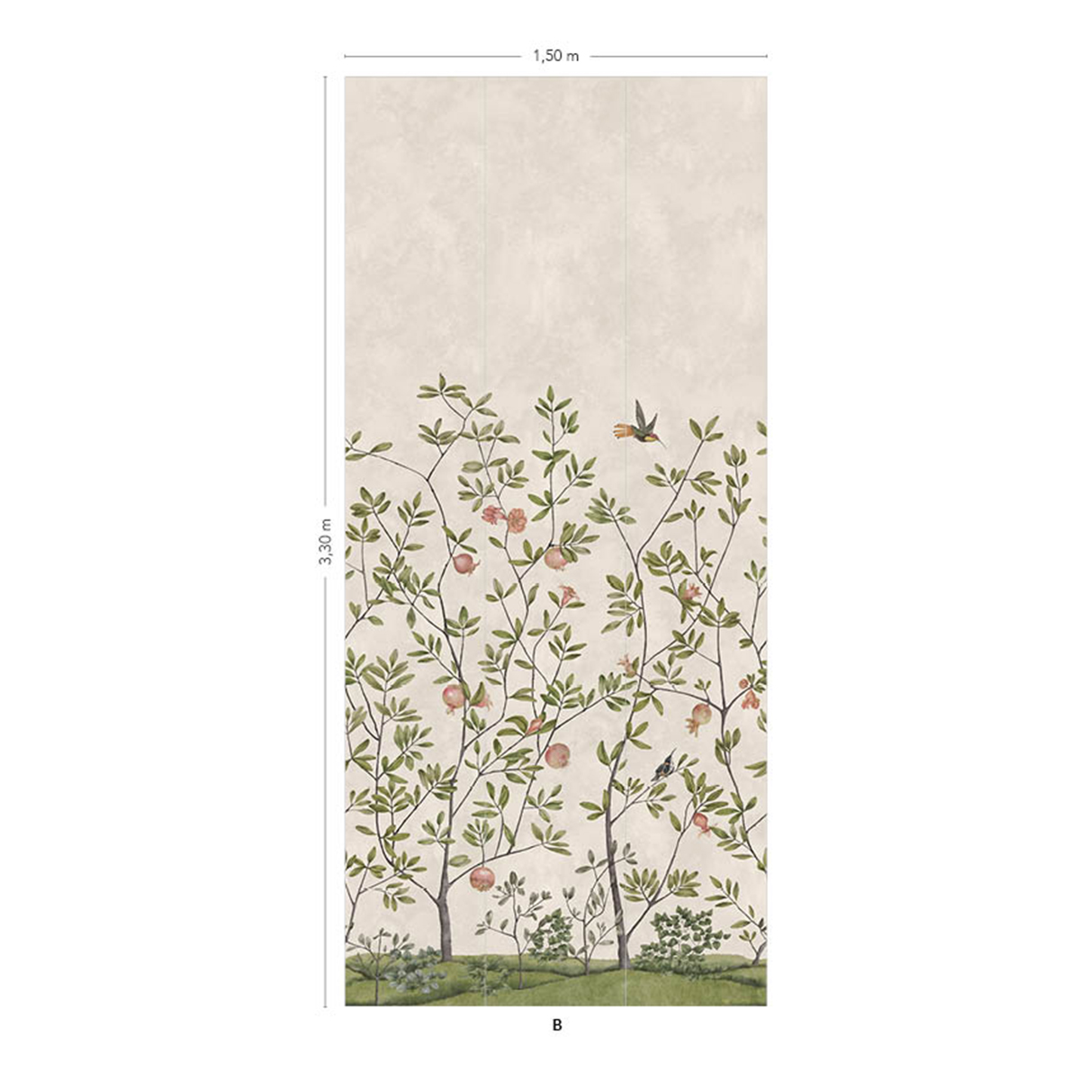 Papier peint panoramique Nature Grenades Beige B - 4/5/6 AMBr - Isidore Leroy