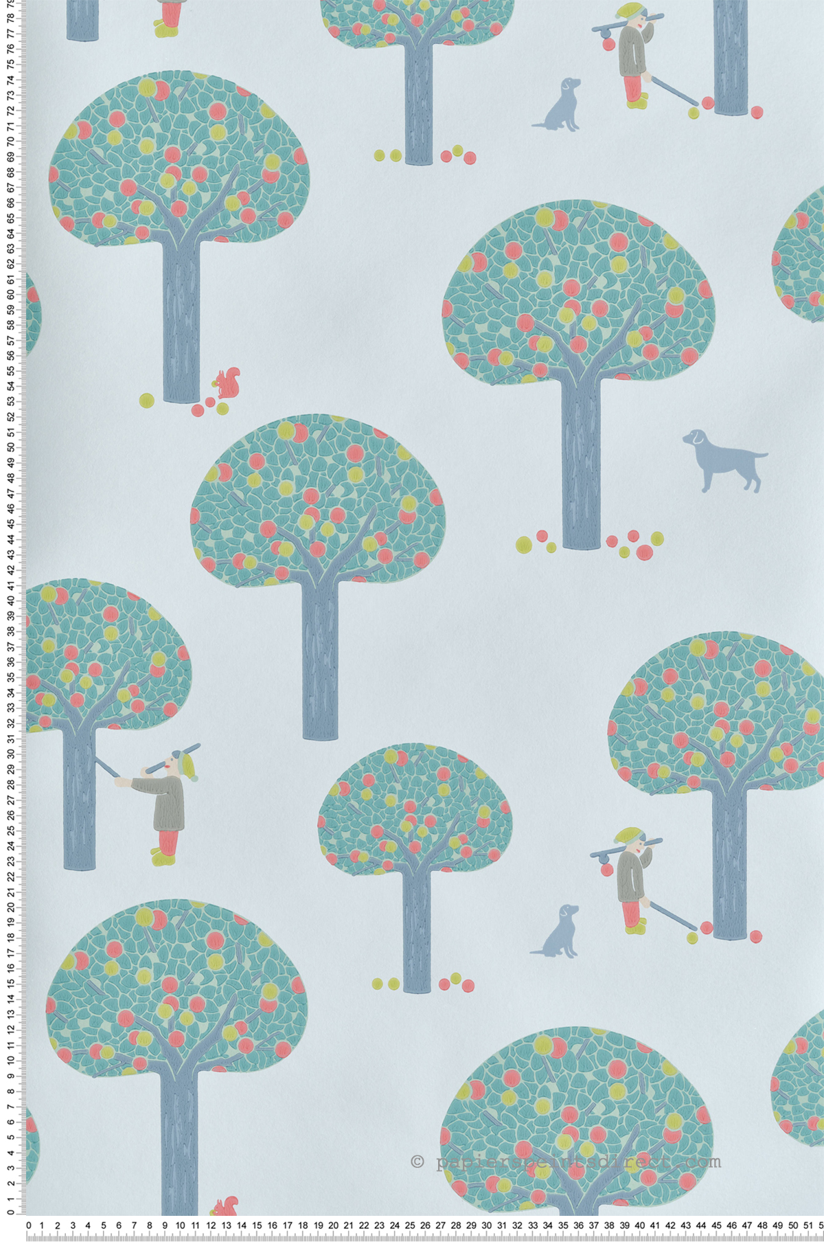 Papier peint Arbre Graphique Street Delicate Blue - Storybook Papers de Little Greene | Réf. 0231RODELIC