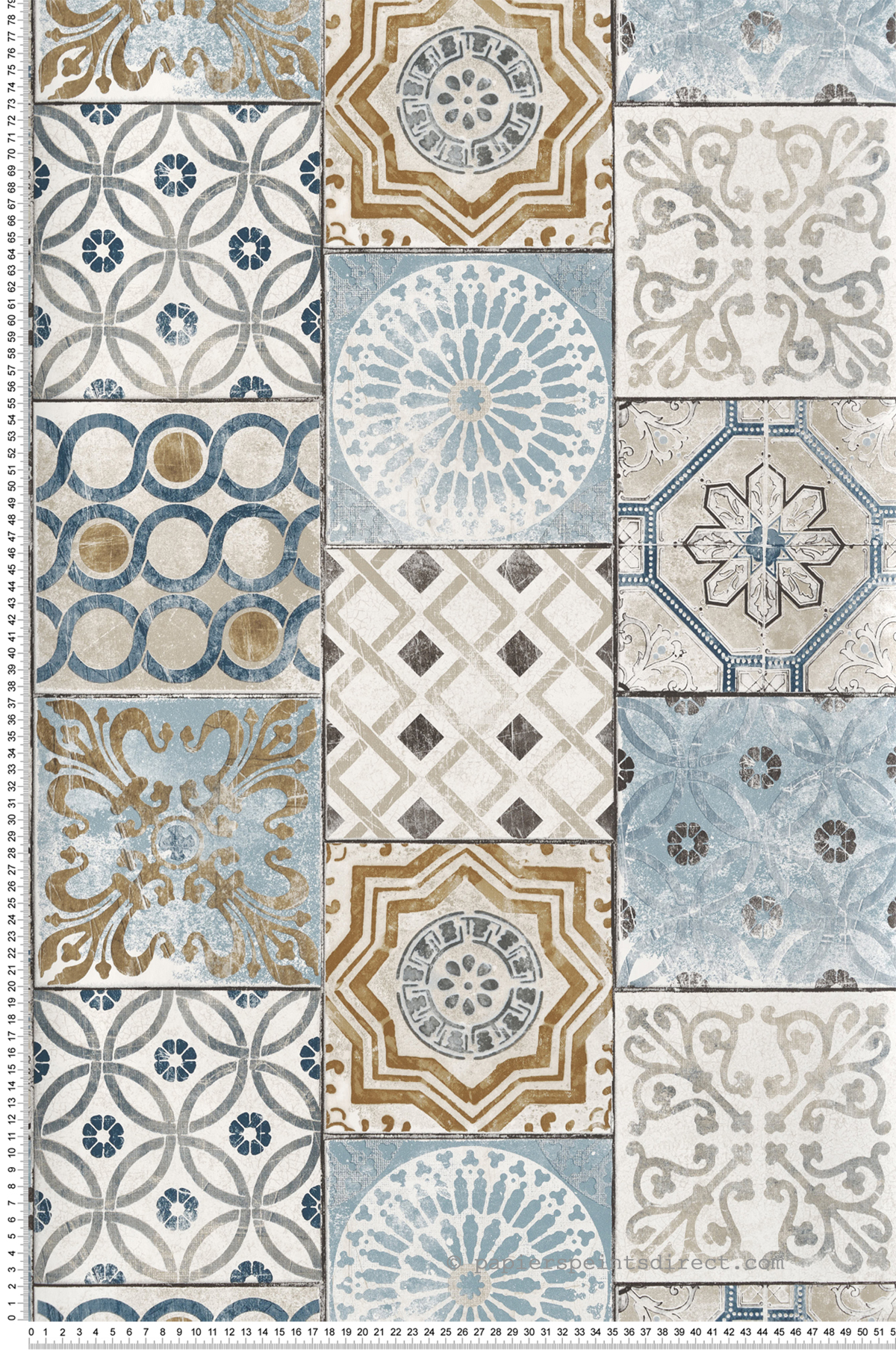 Papier peint adhésif Carreaux de Ciment bleu irisé - Les Adhésifs de Lutèce | Réf. LTC-NW30002