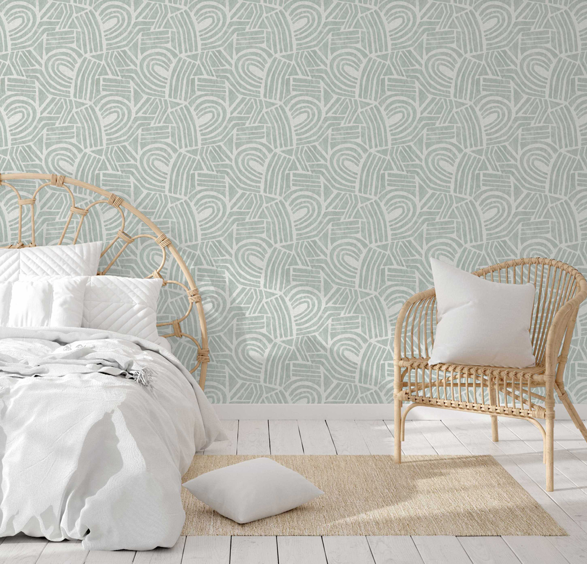 Papier peint Formes Géométriques vert d'eau - Poésie de Lutèce | Réf. LTC-51253601
